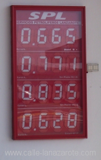 Benzinpreise außerhalb Arrecife im Oktober 2009